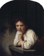REMBRANDT Harmenszoon van Rijn Girl Leaning on a Window Sill Germany oil painting artist